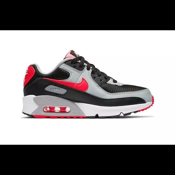 Nike Air Max 90 Black Radiant Red Wolf Grey (GS) CD6864-009 Men's Sizes - Picture 2 of 6